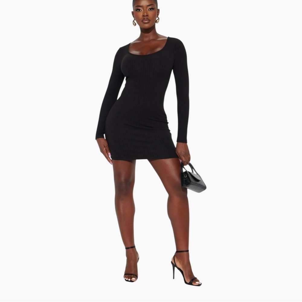 Fashion Nova Ribbed Knit Bodycon Dress in Black Women’s Size S NWOT